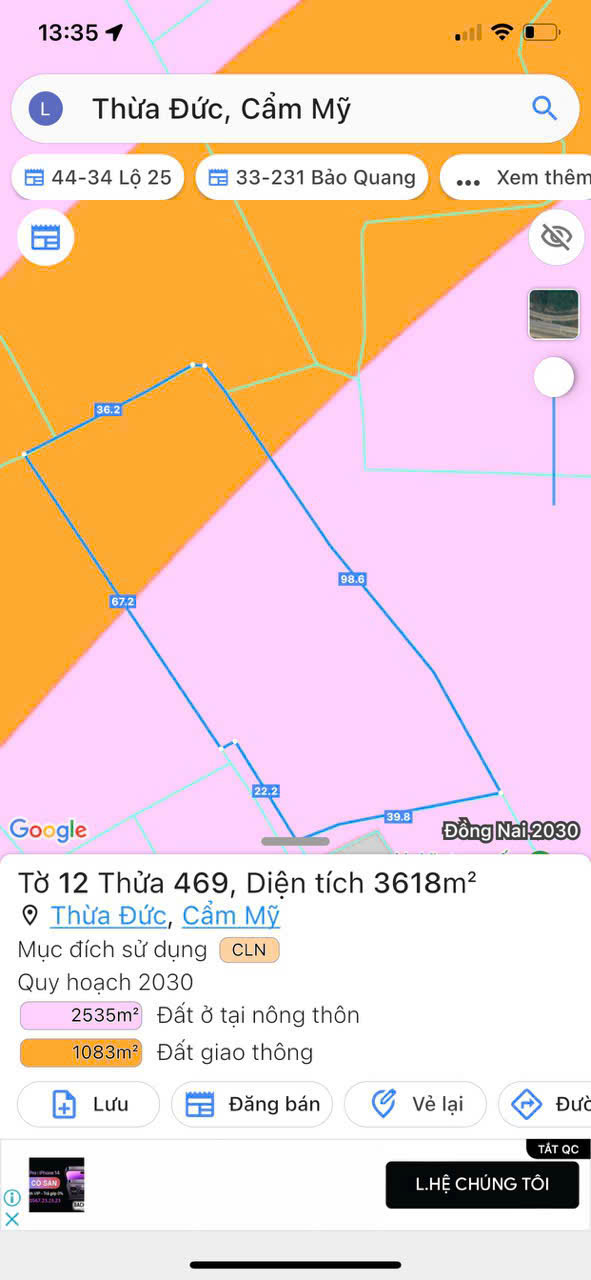Đất tốt giá đầu tư 798999....3168m2 đất mặt tiền đường 770B full hồng. - Ảnh chính