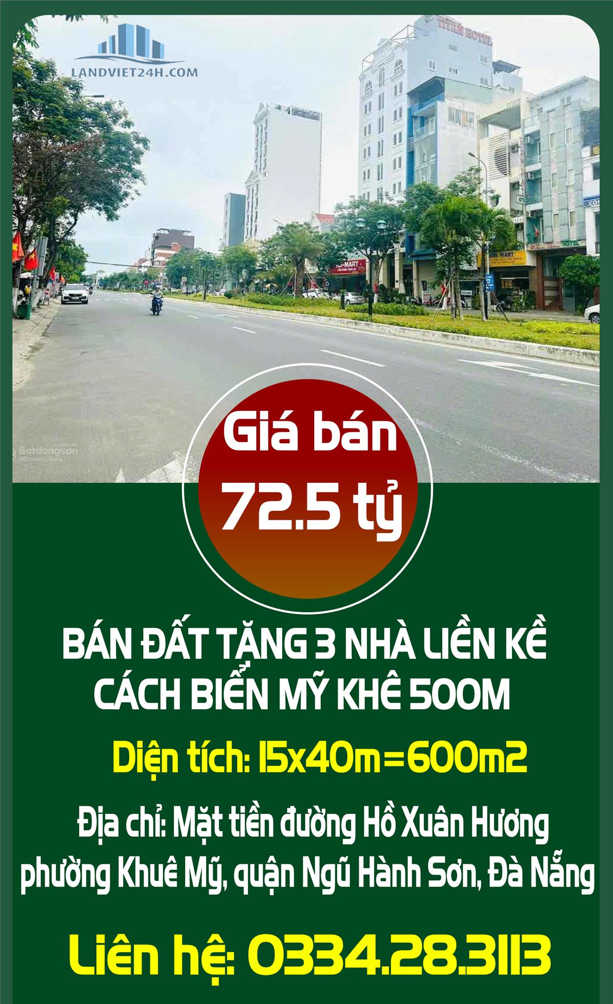 SIÊU RẺ: GIẢM 2,5 TỶ CÒN 72,5TỶ DT 600M2 TẶNG 3 NHÀ LIỀN KỀ CÁCH BIỂN MỸ KHÊ 500M - Ảnh chính