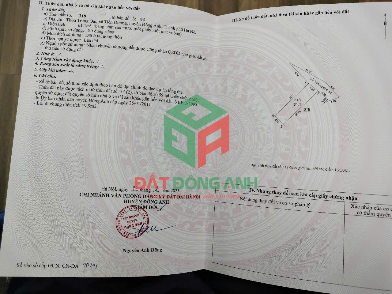 Bán đất Trung Oai Tiên Dương - 61m2 - Đường 4m - Ảnh 2