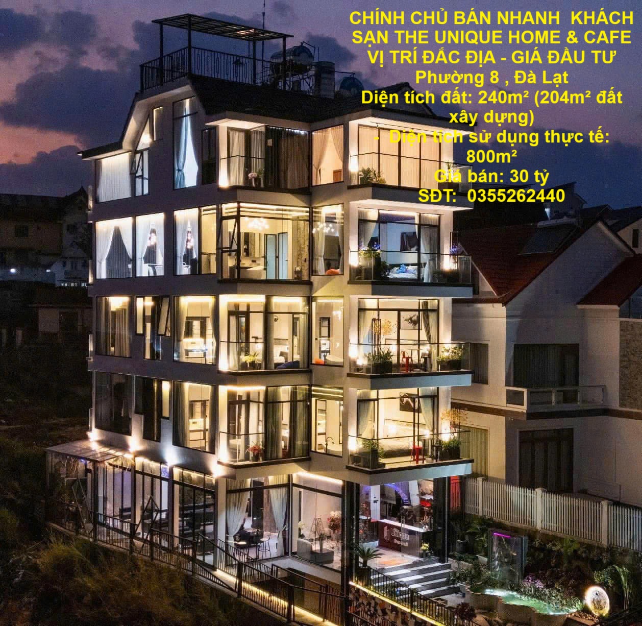 CHÍNH CHỦ BÁN NHANH  KHÁCH SẠN THE UNIQUE HOME & CAFE VỊ TRÍ ĐẮC ĐỊA - GIÁ ĐẦU TƯ Phường 8 , Đà Lạt - Ảnh chính