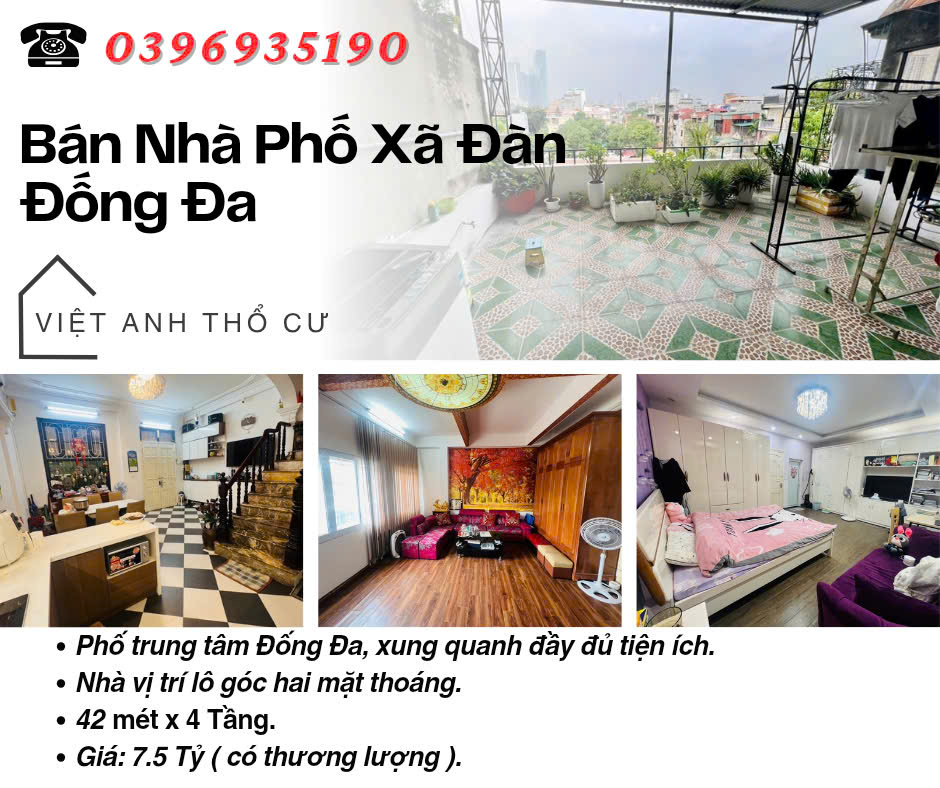 Bán nhà phố Xã Đàn_Vị Trí Lô Góc_Trước nhà Sân Thoáng _42mx4T_Giá: 7.5 Tỷ_Lh: 0396935190. - Ảnh chính