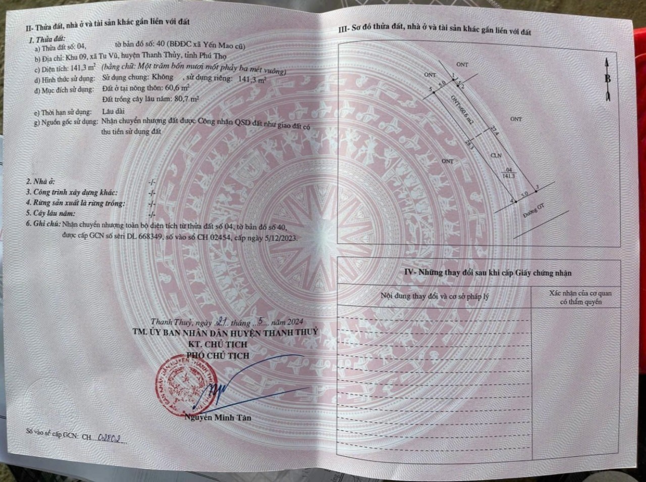 ĐẤT ĐẸP - GIÁ TỐT - Chính Chủ Cần Bán Nhanh Lô Đất Tại Xã Tu Vũ, Thanh Thủy, Phú Thọ - Ảnh chính