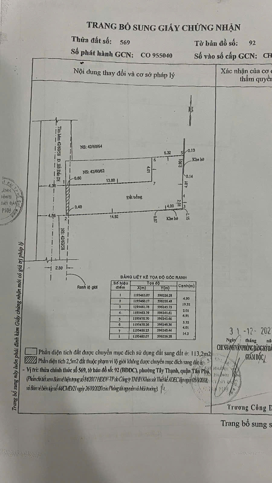 GẦN LÊ TRỌNG TẤN DT: 116m2 - HẺM  XE HƠI - PHÙ HỢP XÂY CHDV. - Ảnh 2