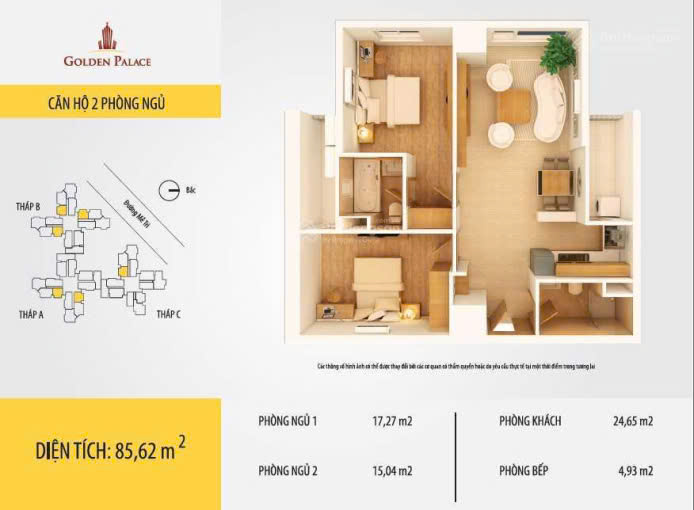 Bán căn hộ 85m² tại tòa Golden Palace Mễ Trì 2PN, 2WC full nội thất giá 6.1 tỷ - Ảnh 4