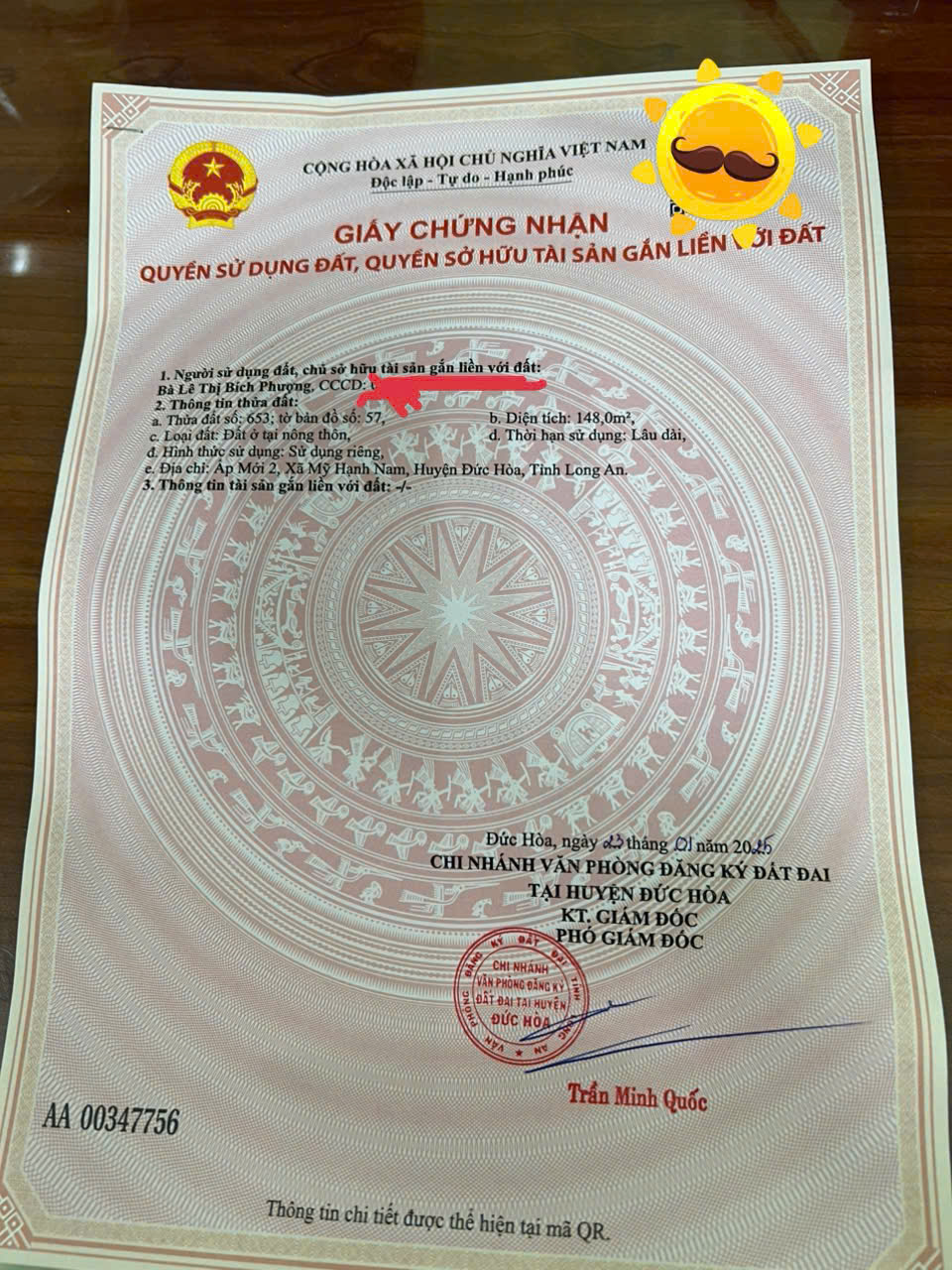 ĐẤT SIÊU ĐẸP - GIÁ ĐẦU TƯ Chính Chủ Cần Bán Nhanh Đất Xã Mỹ Hạnh Nam, Đức Hòa, Long An - Ảnh 1