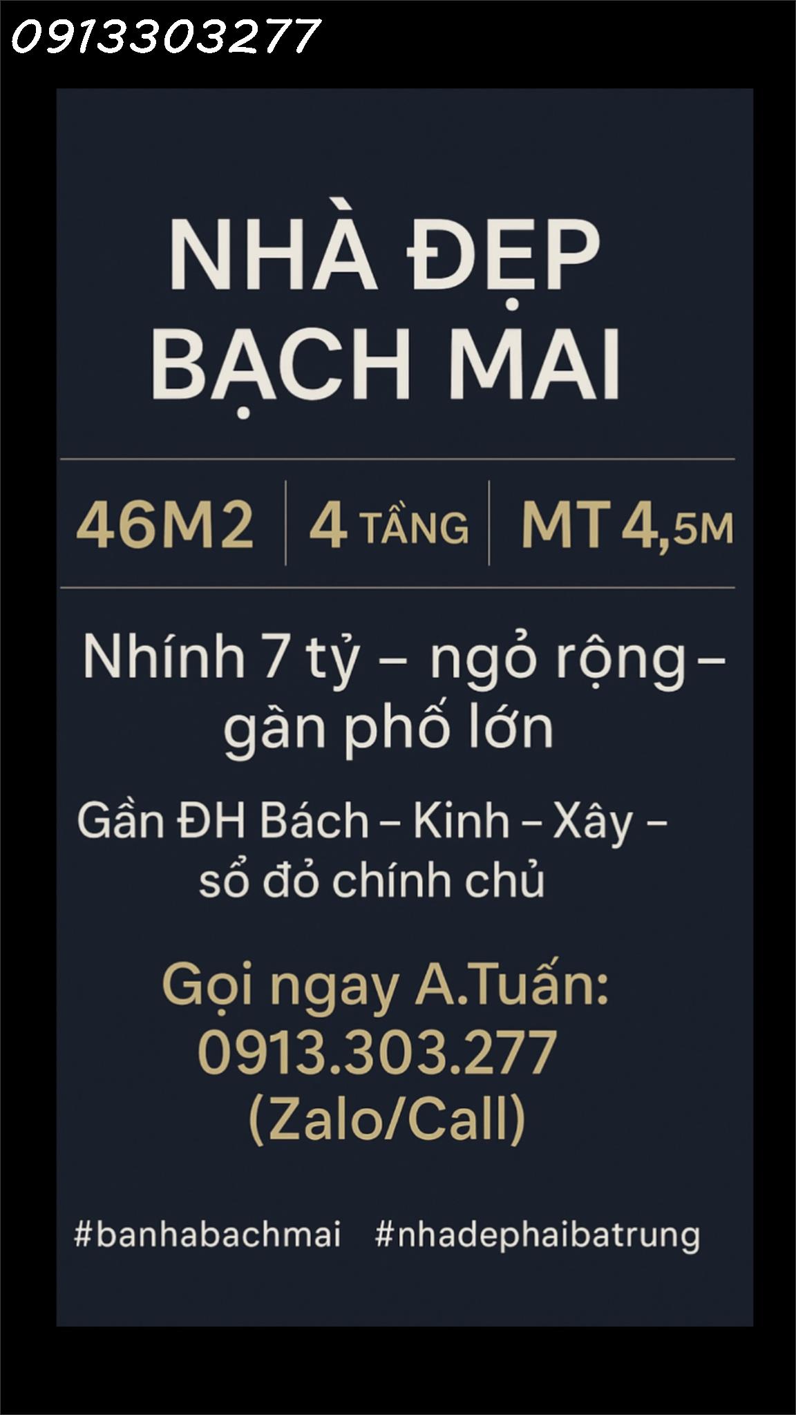 NHÀ PHỐ BẠCH MAI – HAI BÀ TRƯNG -Diện tích: 46m² – 4 tầng – Mặt tiền 4.5m - Ảnh chính