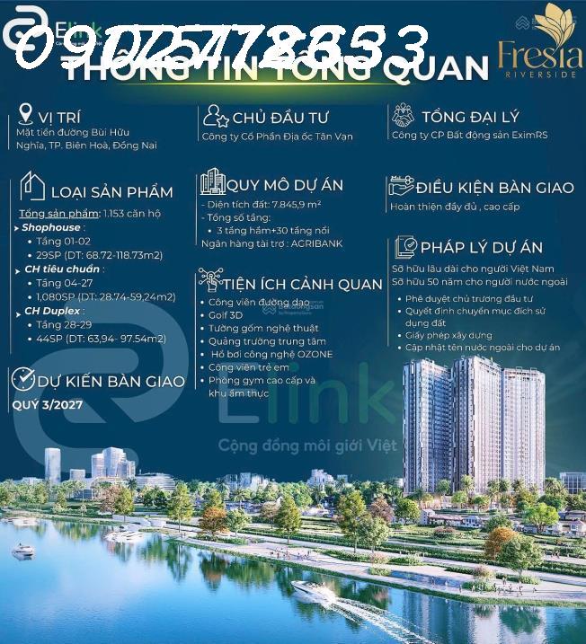 Đầu tư đợt 1 căn hộ view sông Fresia Riverside, booking 0 đồng, HTLS 18 tháng, TT 2%/ đợt - Ảnh 1