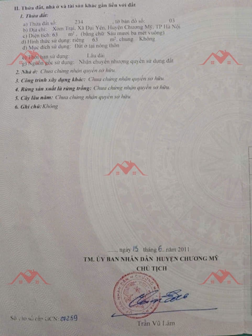 CHÍNH CHỦ BÁN LÔ ĐẤT 63M TẠI ĐẠI YÊN-CHƯƠNG MỸ-HÀ NỘI - Ảnh 4