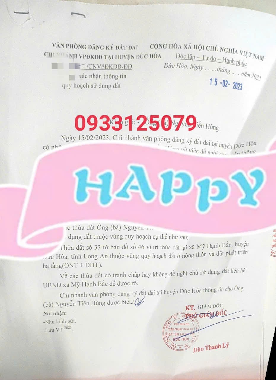 GIÁ TỐT - CHÍNH CHỦ Cần Bán Lô Đất Nền Full Thổ Cư Tại Xã  Mỹ Hạnh Bắc, Đức Hòa, Long An. - Ảnh 1