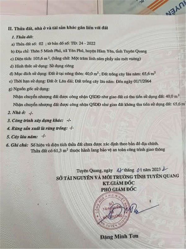 Chính Chủ Cần Bán Lô Đất mặt đường ở quốc lộ 2 tại  KLM 47, Hàm Yên, Tuyên Quang - Ảnh chính