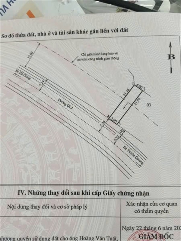 Chính Chủ Cần Bán Lô Đất mặt đường ở quốc lộ 2 tại  KLM 47, Hàm Yên, Tuyên Quang - Ảnh 1