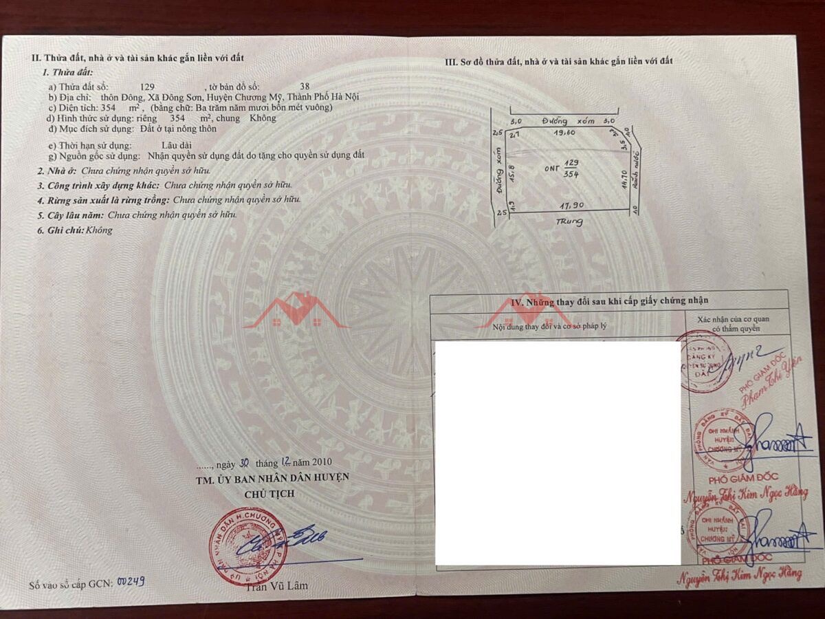 CHÍNH CHỦ BÁN LÔ ĐẤT 354M TẠI ĐÔNG SƠN-CHƯƠNG MỸ-HÀ NỘI - Ảnh 4