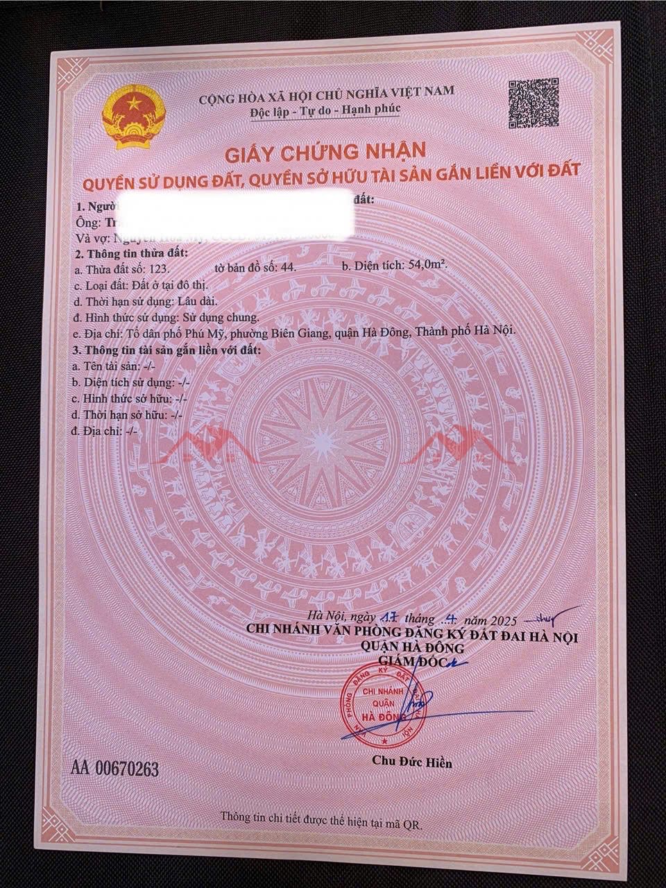 CHÍNH CHỦ BÁN LÔ ĐẤT 54M TẠI BIÊN  GIANG-HÀ ĐÔNG-HÀ NỘI - Ảnh 3