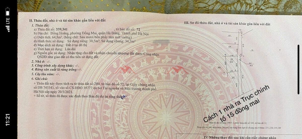 CHÍNH CHỦ BÁN LÔ ĐẤT 30,5M TẠI ĐỒNG MAI-HÀ ĐÔNG-HÀ NỘI - Ảnh 3