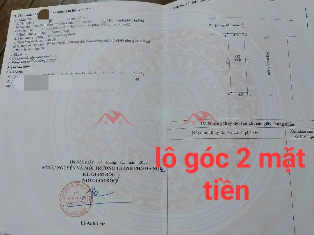 CHÍNH CHỦ BÁN LÔ ĐẤT 77M TẠI TT CHÚC SƠN-PHƯỜNG CHƯƠNG MỸ-HÀ NỘI - Ảnh 2