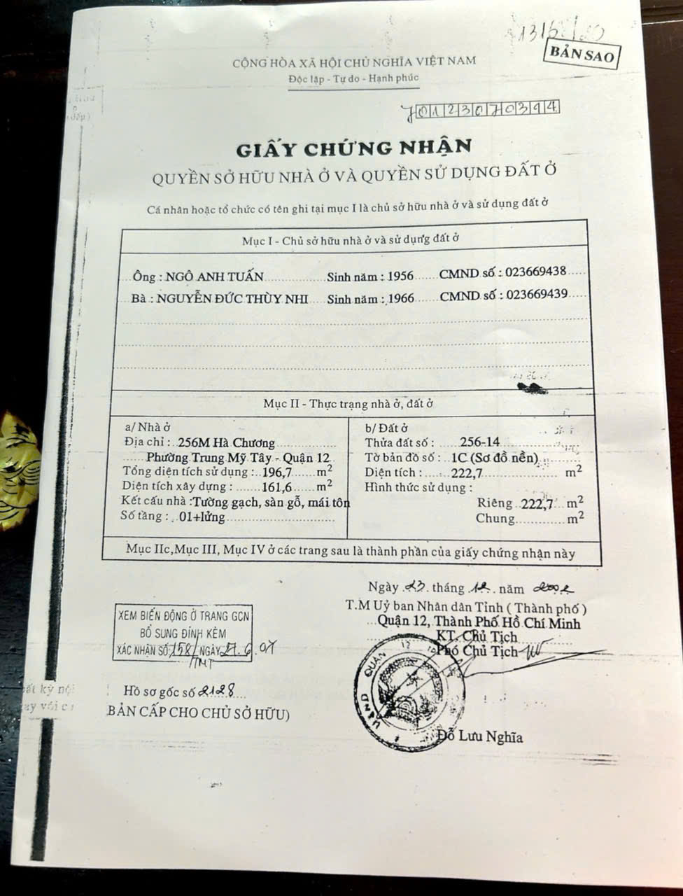 NHÀ MẶT TIỀN HÀ CHƯƠNG, TRUNG MỸ TÂY, QUẬN 12. DÒNG TIỀN KHỦNG - Ảnh chính
