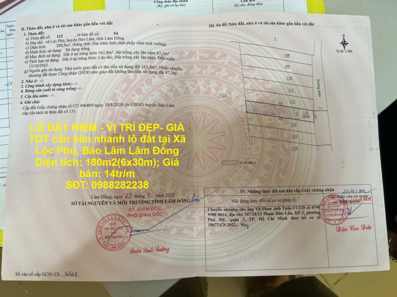 LÔ ĐẤT HIẾM - VỊ TRÍ ĐẸP- GIÁ TỐT cần bán nhanh lô đất tại Xã Lộc Phú, Bảo Lâm Lâm Đồng - Ảnh chính