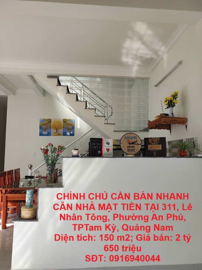 CHÍNH CHỦ CẦN BÁN NHANH CĂN NHÀ MẶT TIỀN TẠI 311, Lê Nhân Tông, Phường An Phú, TPTam Kỳ, Quảng Nam - Ảnh chính