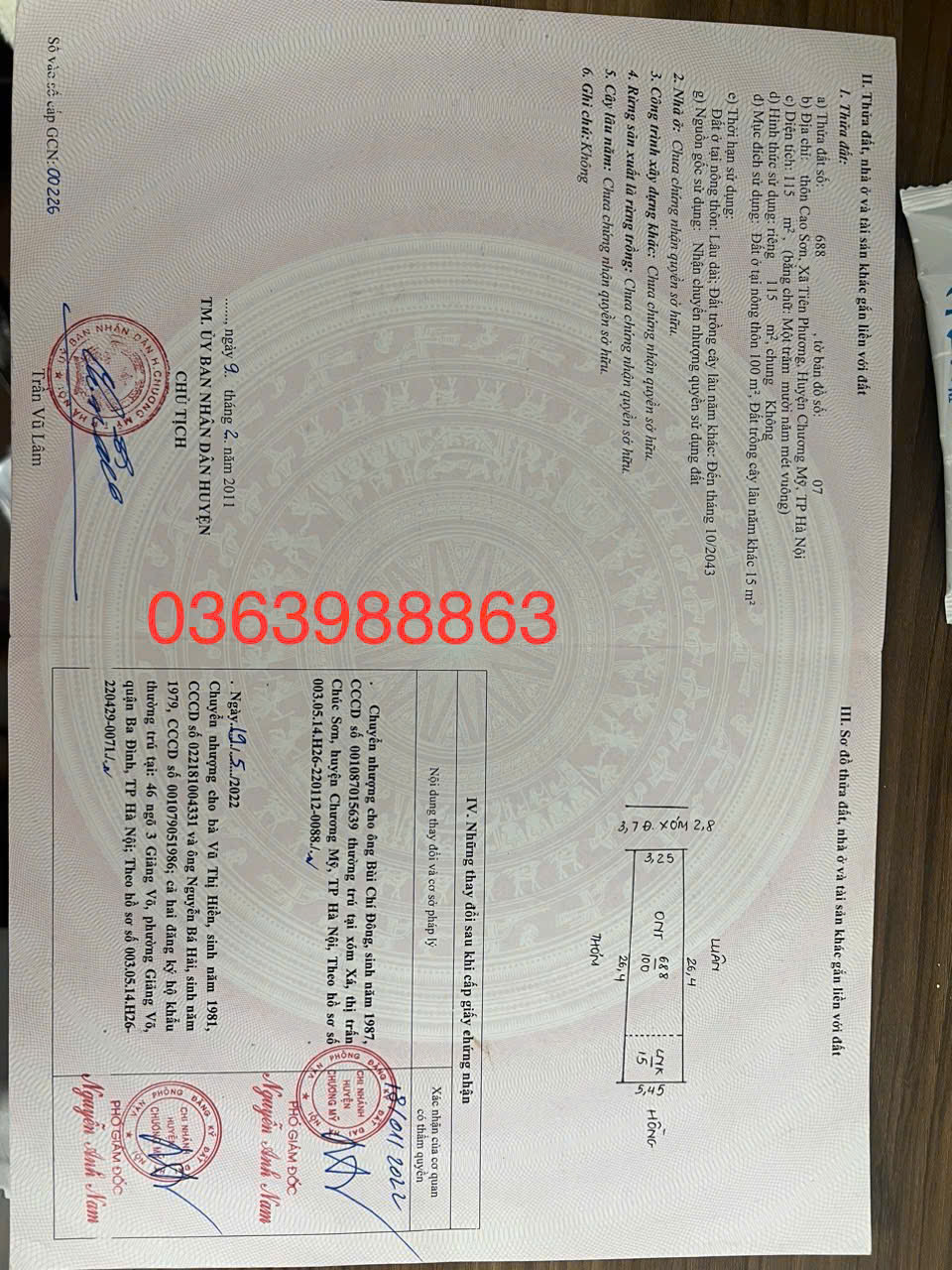 CC cần bán lô đất 115m tại tiên phương chương mỹ hà nội - Ảnh chính