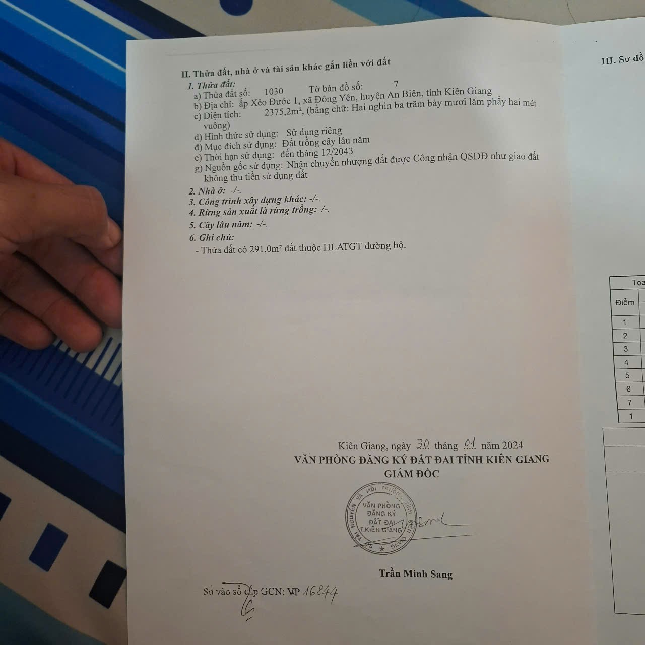 ĐẤT ĐẸP - ĐẦU TƯ SINH LỜI- CHÍNH CHỦ Cần Bán Nhanh Lô Đất tại Xã Đông Yên, An Biên, Kiên Giang - Ảnh chính