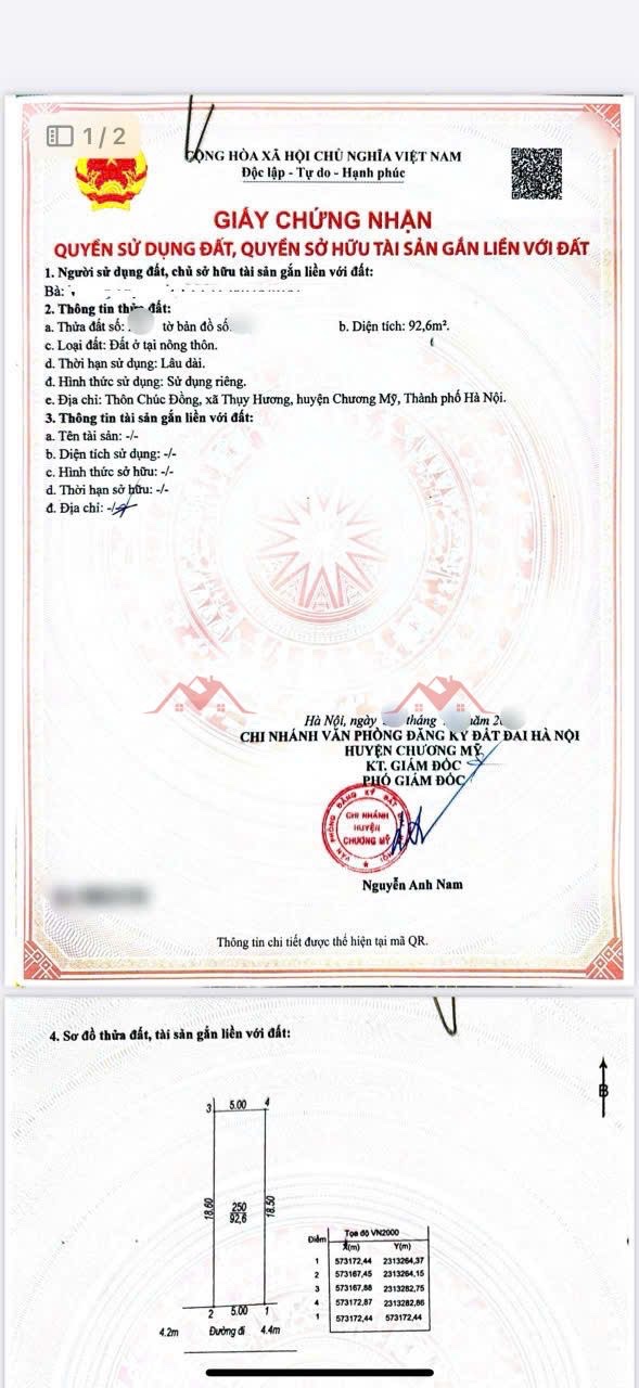 CHÍNH CHỦ BÁN LÔ ĐẤT 92,6M TẠI THỤY HƯƠNG-PHƯỜNG CHƯƠNG MỸ-HÀ NỘI - Ảnh 3