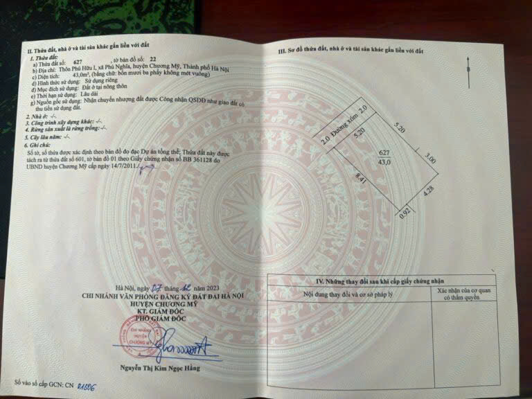CHÍNH CHỦ BÁN LÔ ĐẤT 43M TẠI PHÚ NGHĨA- PHƯỜNG CHƯƠNG MỸ-HÀ NỘI - Ảnh 4