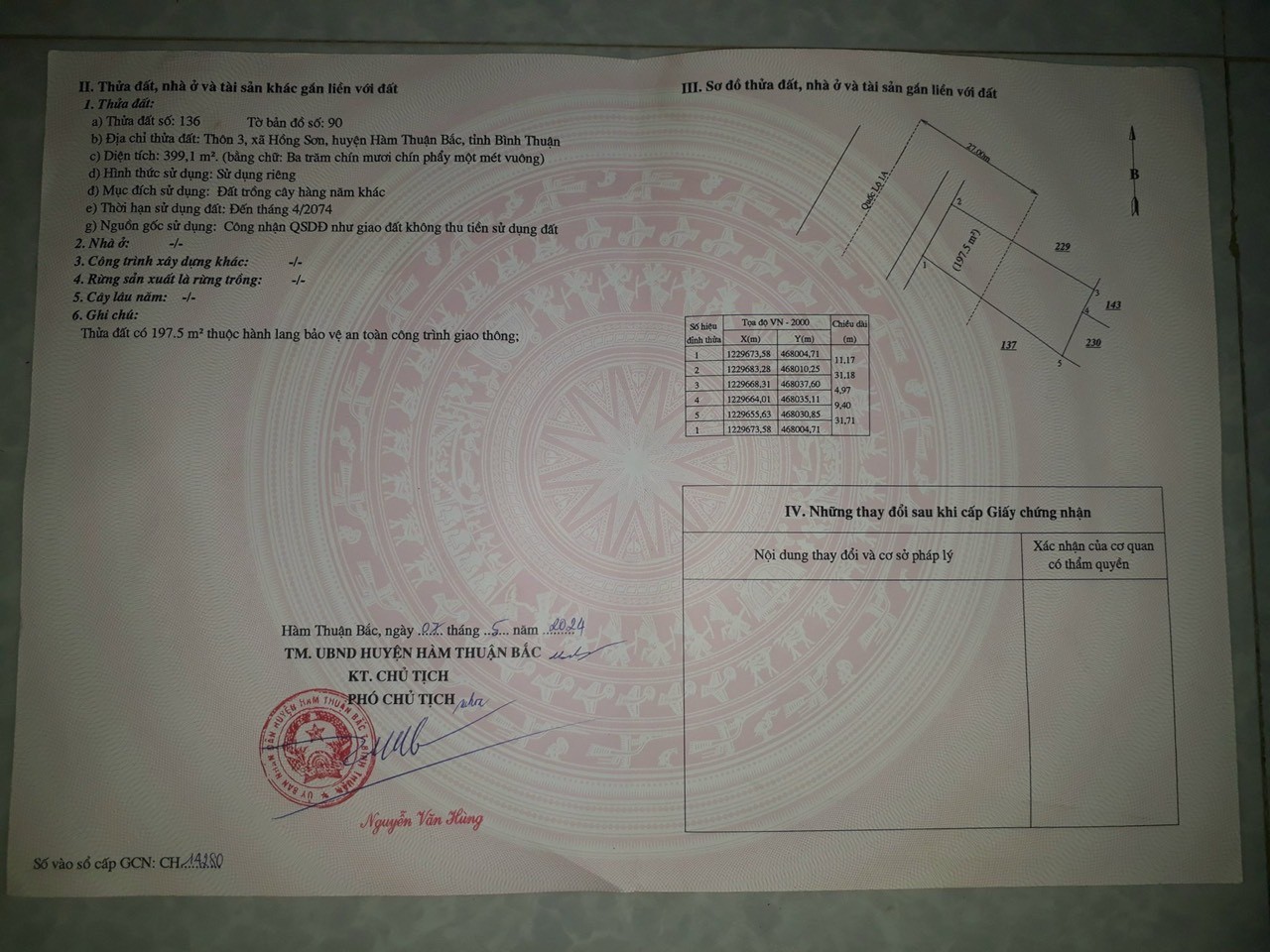 ĐẤT ĐẸP – GIÁ TỐT - CẦN BÁN NHANH  ĐẤT Xã Hồng Sơn - Huyện Hàm Thuận Bắc ( Mặt đường QL1A - Gần chợ - Ảnh 2