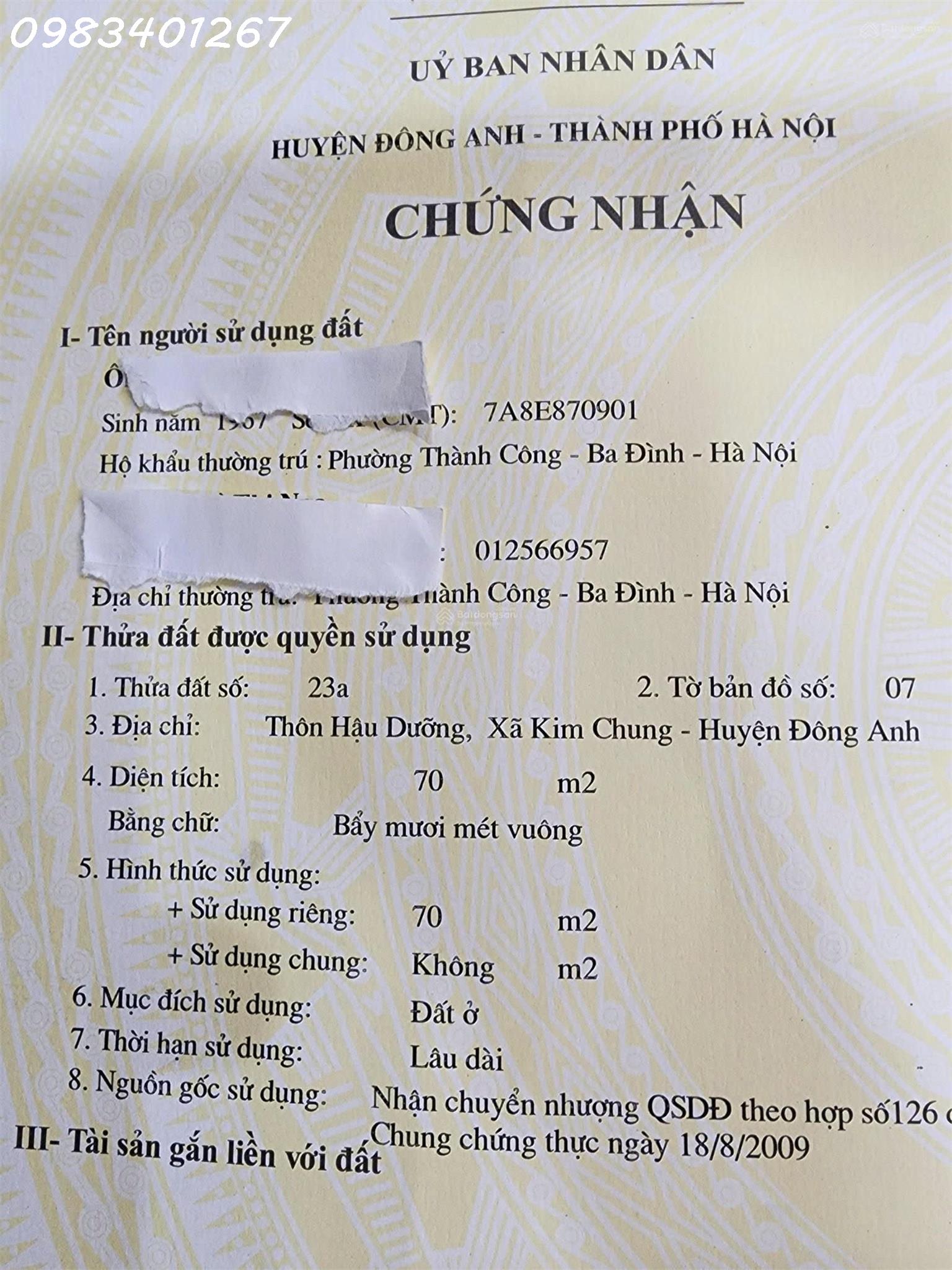 Bán Đất Hậu Dưỡng, Đông Anh, Hà Nội, giá 6 tỷ, DT:70m², pháp lý đầy đủ - Ảnh chính