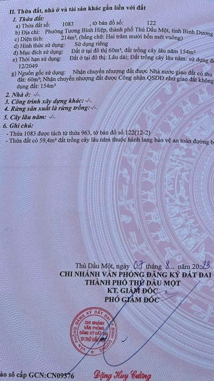 ĐẤT CHÍNH CHỦ - GIÁ TỐT - Phường Tương Bình Hiệp, TP Thủ Dầu Một, Bình Dương - Ảnh chính