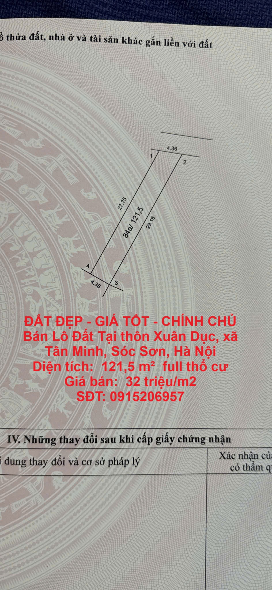 ĐẤT ĐẸP - GIÁ TỐT - CHÍNH CHỦ Bán Lô Đất Tại thôn Xuân Dục, xã Tân Minh, Sóc Sơn, Hà Nội - Ảnh chính