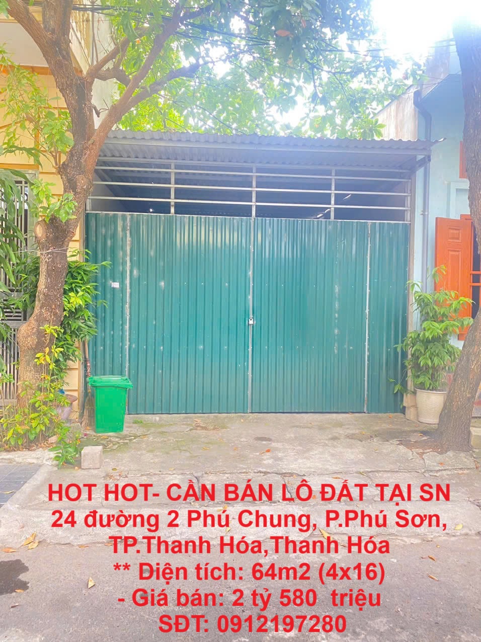 HOT HOT- CẦN BÁN LÔ ĐẤT TẠI SN 24 đường 2 Phú Chung, P.Phú Sơn, TP.Thanh Hóa,Thanh Hóa - Ảnh chính