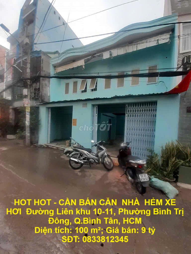 HOT HOT - CẦN BÁN CĂN  NHÀ  HẺM XE HƠI  Đường Liên khu 10-11, Phường Bình Trị Đông, Q.Bình Tân, HCM - Ảnh chính
