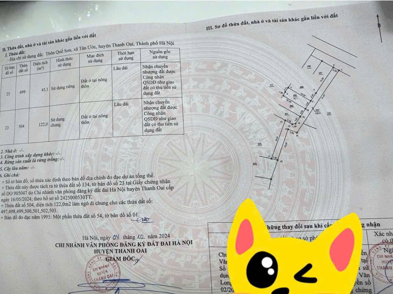 CẦN BÁN LÔ ĐẤT TẠI QUẾ SƠN - TÂN ƯỚC - THANH OAI - Ảnh 3