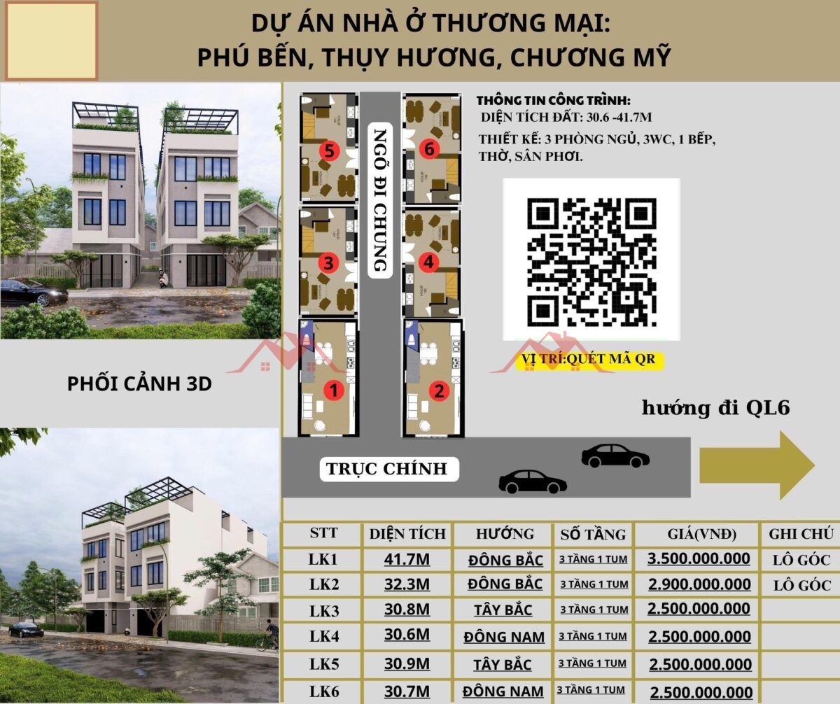 CHÍNH CHỦ BÁN 6 CĂN NHÀ TẠI THỤY HƯƠNG-CHƯƠNG MỸ-HÀ NỘI - Ảnh chính