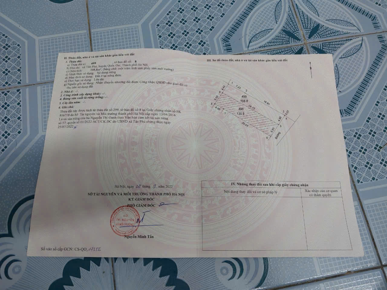 Bán nhà tại khu Chợ Tân Phú - Huyện Quốc Oai - Hà Nội. - Ảnh 2
