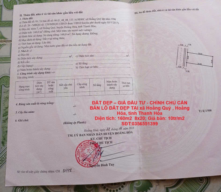 ĐẤT ĐẸP – GIÁ ĐẦU TƯ - CHÍNH CHỦ CẦN BÁN LÔ ĐẤT ĐẸP TẠI xã Hoằng Quý , Hoằng Hóa, tỉnh Thanh Hóa - Ảnh chính