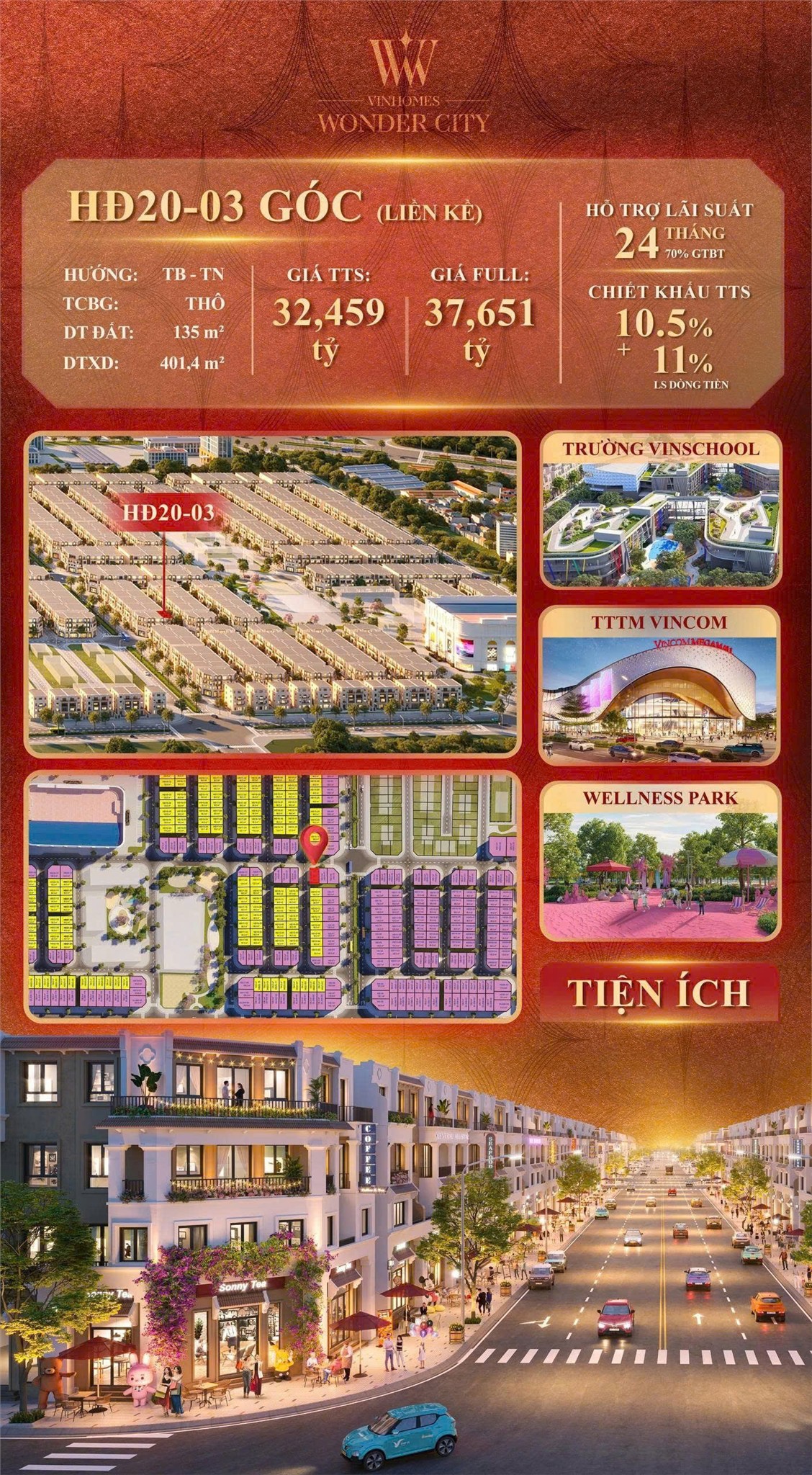 HOT HOT CẦN BÁN NHANH HĐ20-03 CĂN GÓC VIP TRỤC ĐƯỜNG THÔNG VINCOM dự án vinhomes Đan Phượng - Ảnh chính