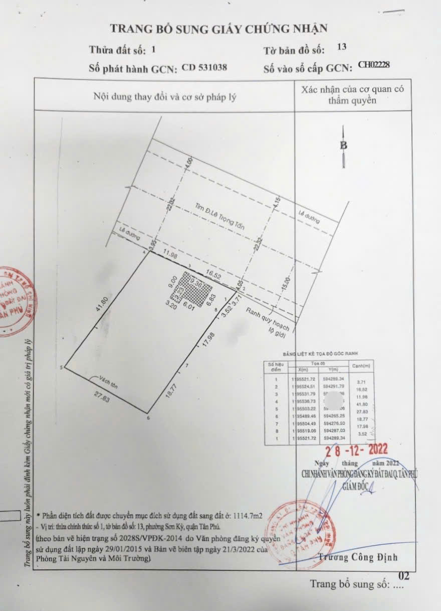 Bán Nhà Mặt Tiền Đường Lê Trọng Tấn, P. Sơn Kỳ, Q. Tân Phú - 27x42m - 155 Tỷ - Ảnh 1