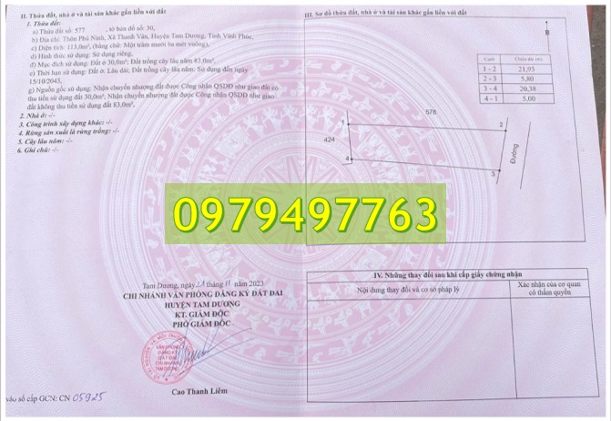 🔶Chính chủ cần bán nhanh lô đất tại thôn Phú Ninh, Thanh Vân, Tam Dương, Vĩnh Phúc. 1,05 tỷ - Ảnh chính