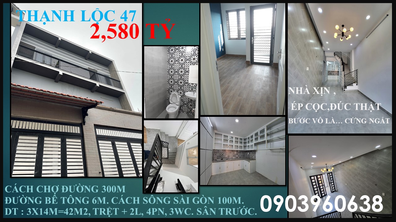 4.  THẠNH LỘC 47-41M2 THỔ CƯ- ÉP CỌC KIÊN CỐ - ĐƯỜNG 6M- 2 LẦU-4PN--2,890 TỶ /CĂN - Ảnh chính