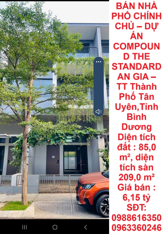 BÁN NHÀ PHỐ CHÍNH CHỦ – DỰ ÁN COMPOUND THE STANDARD AN GIA – TT Thành Phố Tân Uyên,Tỉnh Bình Dương - Ảnh chính