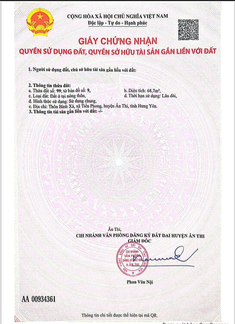 ĐẤT ĐẸP - GIÁ TỐT - Chính Chủ Cần Bán Nhanh Lô Đất Xã Tiền Phong, Ân Thi, Hưng Yên - Ảnh 1