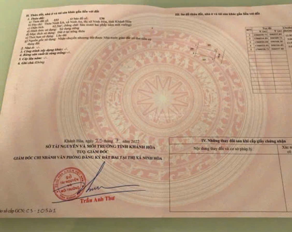 SIÊU VIP- BÁN ĐẤT XÃ NINH AN, NINH HÒA, KHÁNH HÒA GIÁ 400TR - Ảnh chính