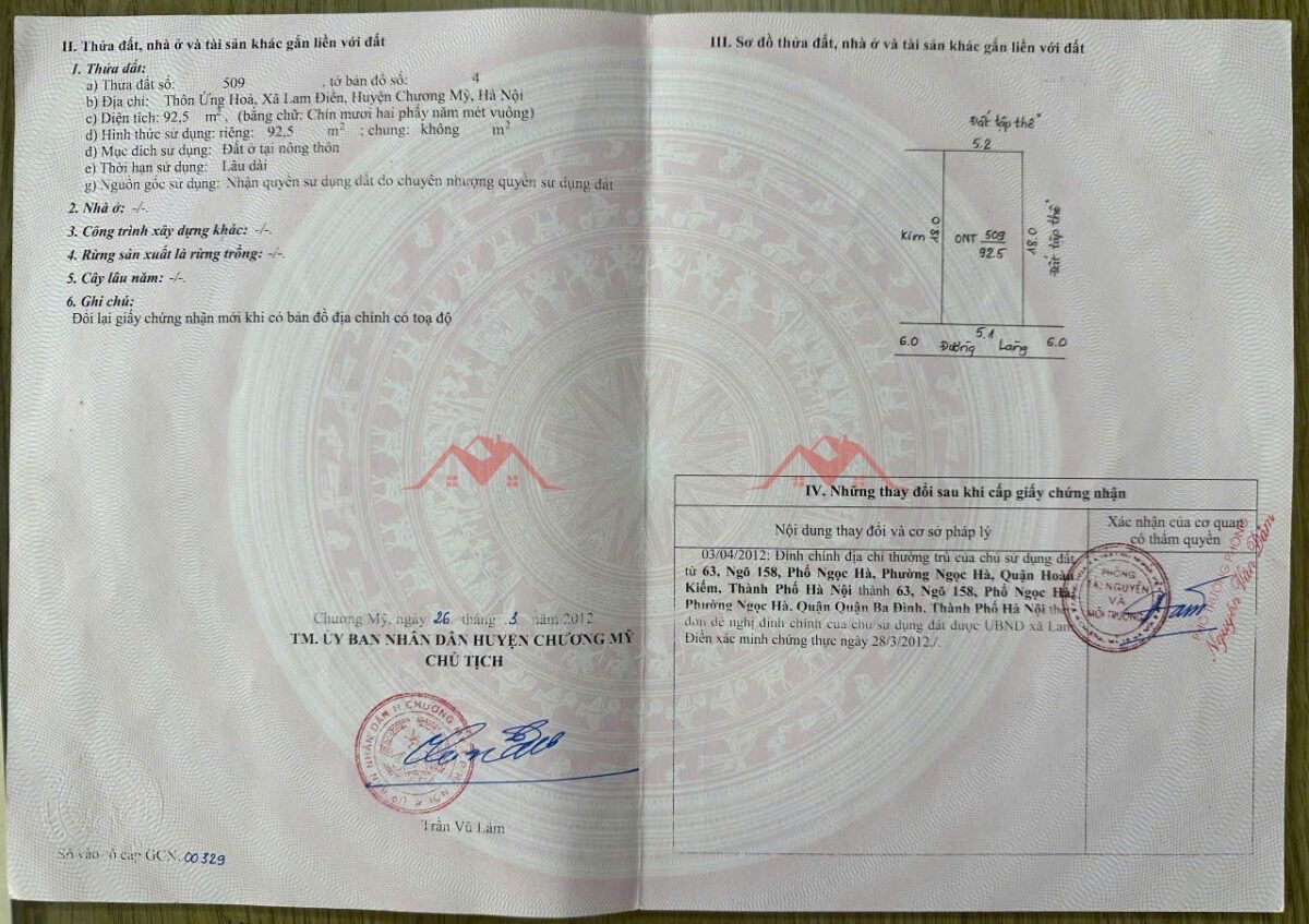 CHÍNH CHỦ BÁN LÔ ĐẤT 92,5M TẠI LAM ĐIÊN-CHƯƠNG MỸ-HÀ NỘI - Ảnh 3
