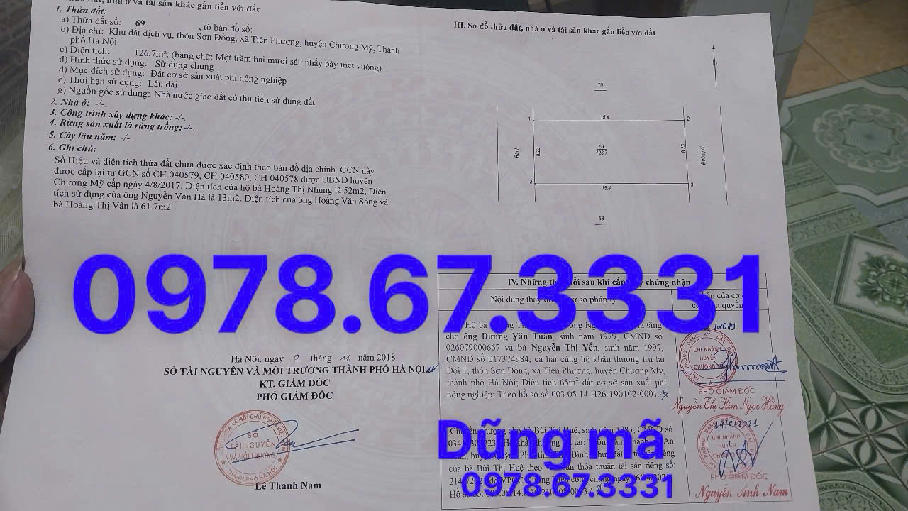 CHÍNH CHỦ BÁN LÔ ĐẤT 126,7M DỊCH VỤ TIÊN PHƯƠNG-CHƯƠNG MỸ-HÀ NỘI - Ảnh 1