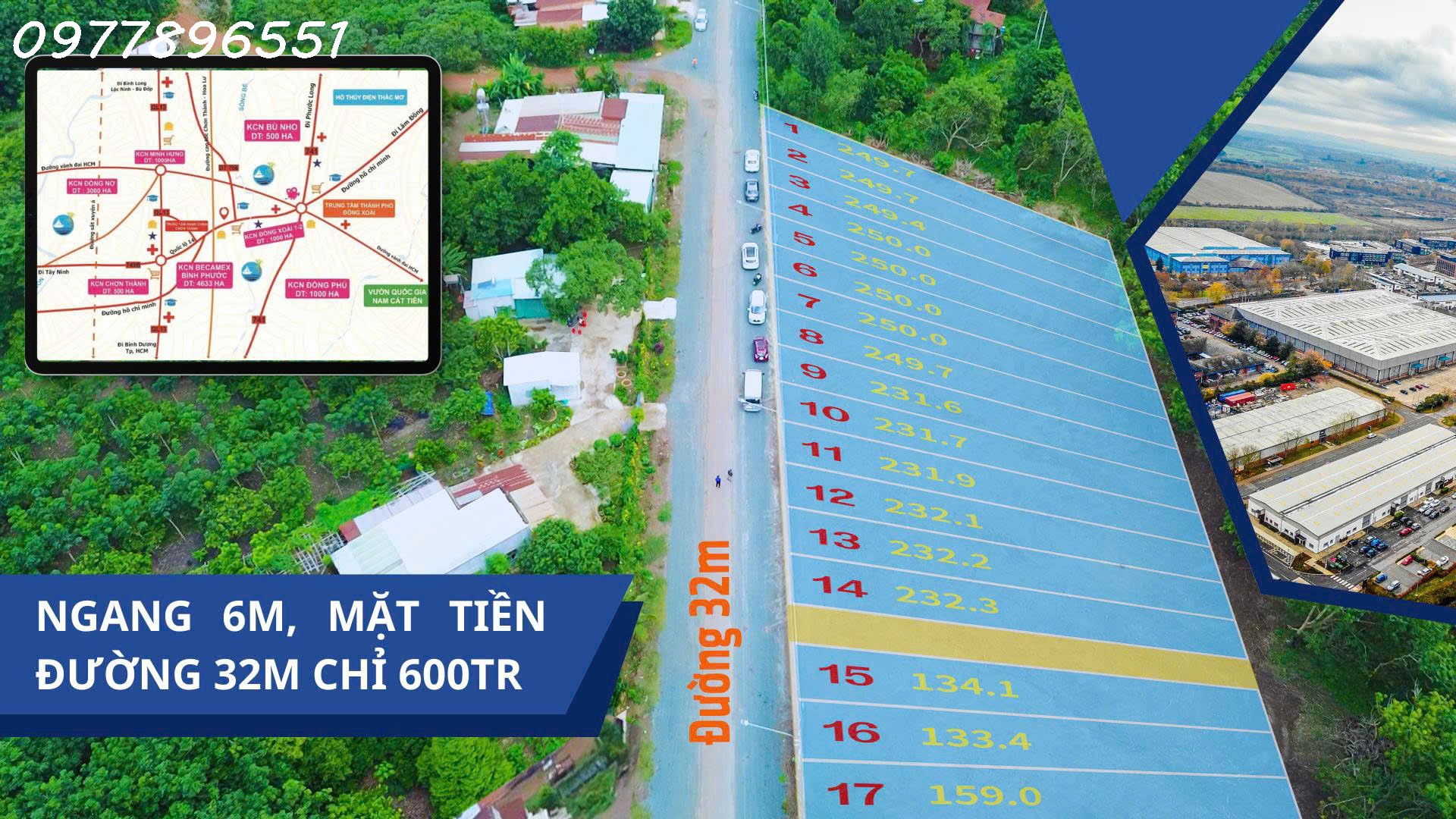 ĐẤT MẶT TIỀN ĐƯỜNG 32M - KẾ BÊN KCN - TẠI CHƠN THÀNH - BÌNH PHƯỚC - Ảnh chính