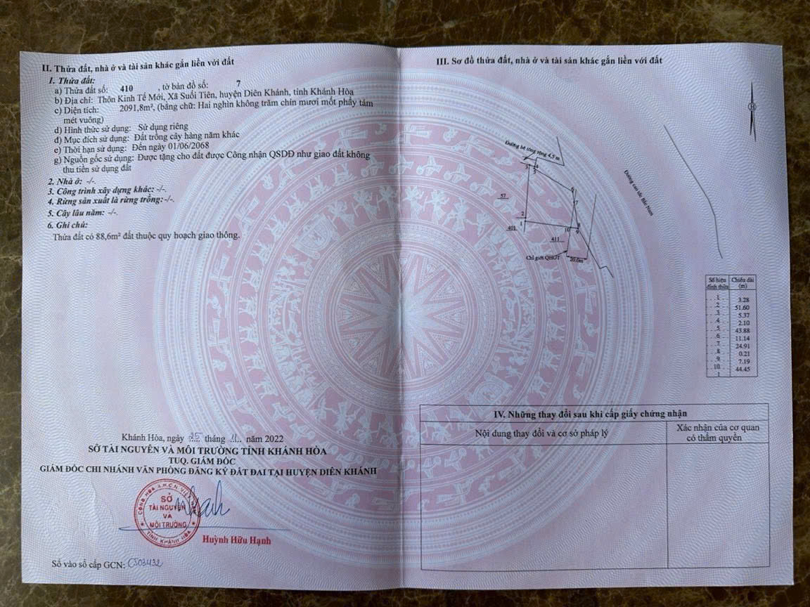 ĐẤT SIÊU ĐẸP -  Cần Bán Lô Đất Tại  Thôn Kinh Tế Mới,  Suối Tiên, Diên Khánh, Khánh Hòa - Ảnh chính