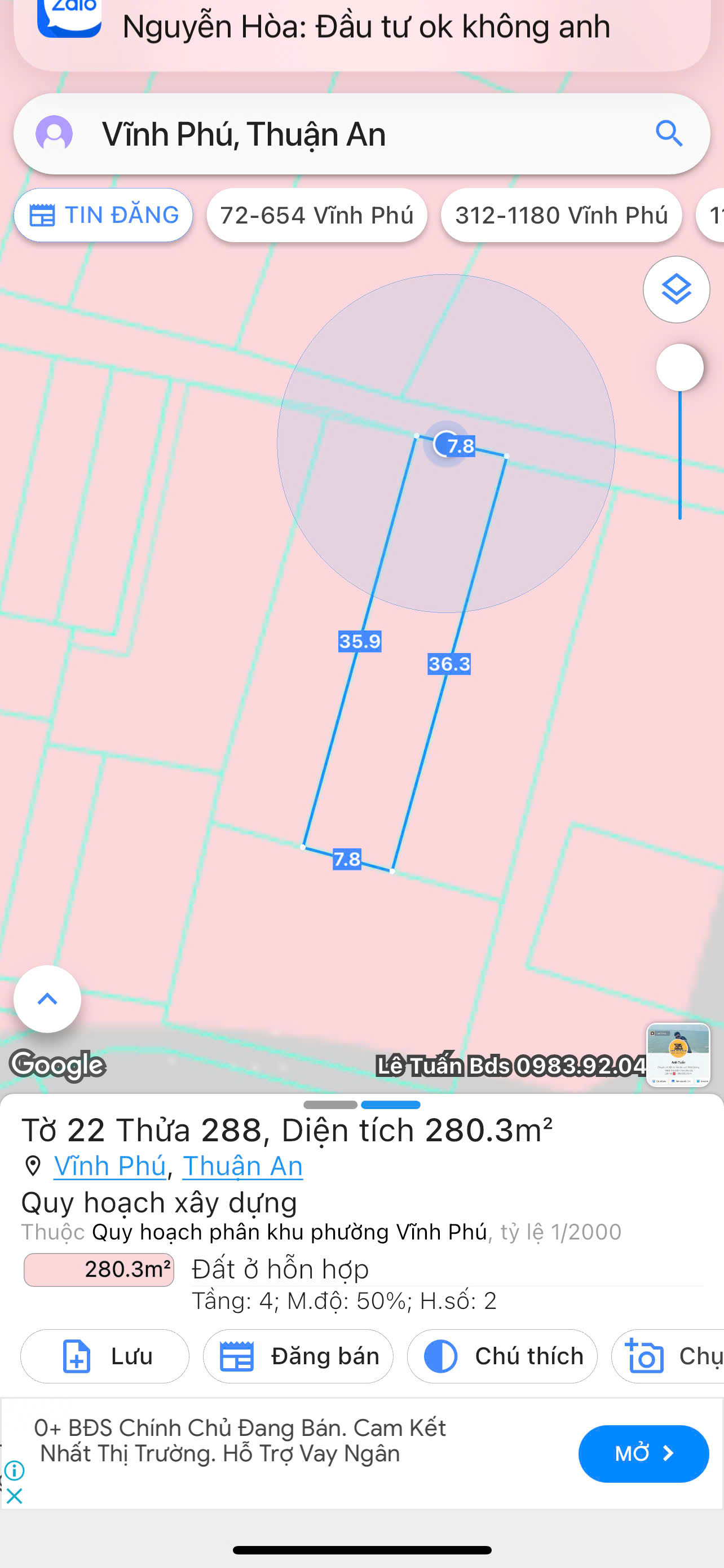 Chủ bán lô đất biệt thự đường xe tải vĩnh phú 40 - Ảnh 3