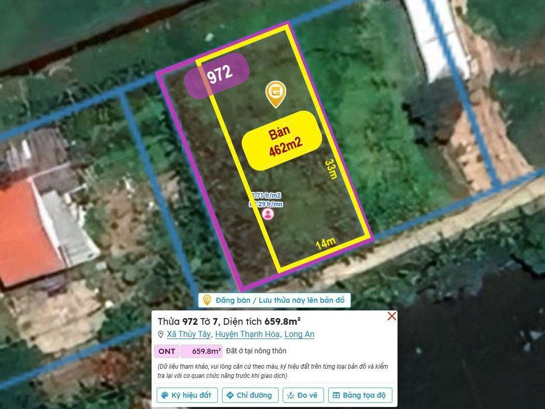 Bán đất thổ 462m2, sát QL.62, view kênh, SHR, đường ô tô, Xã Thuỷ Tây Thạnh Hóa, Long An - Ảnh 4