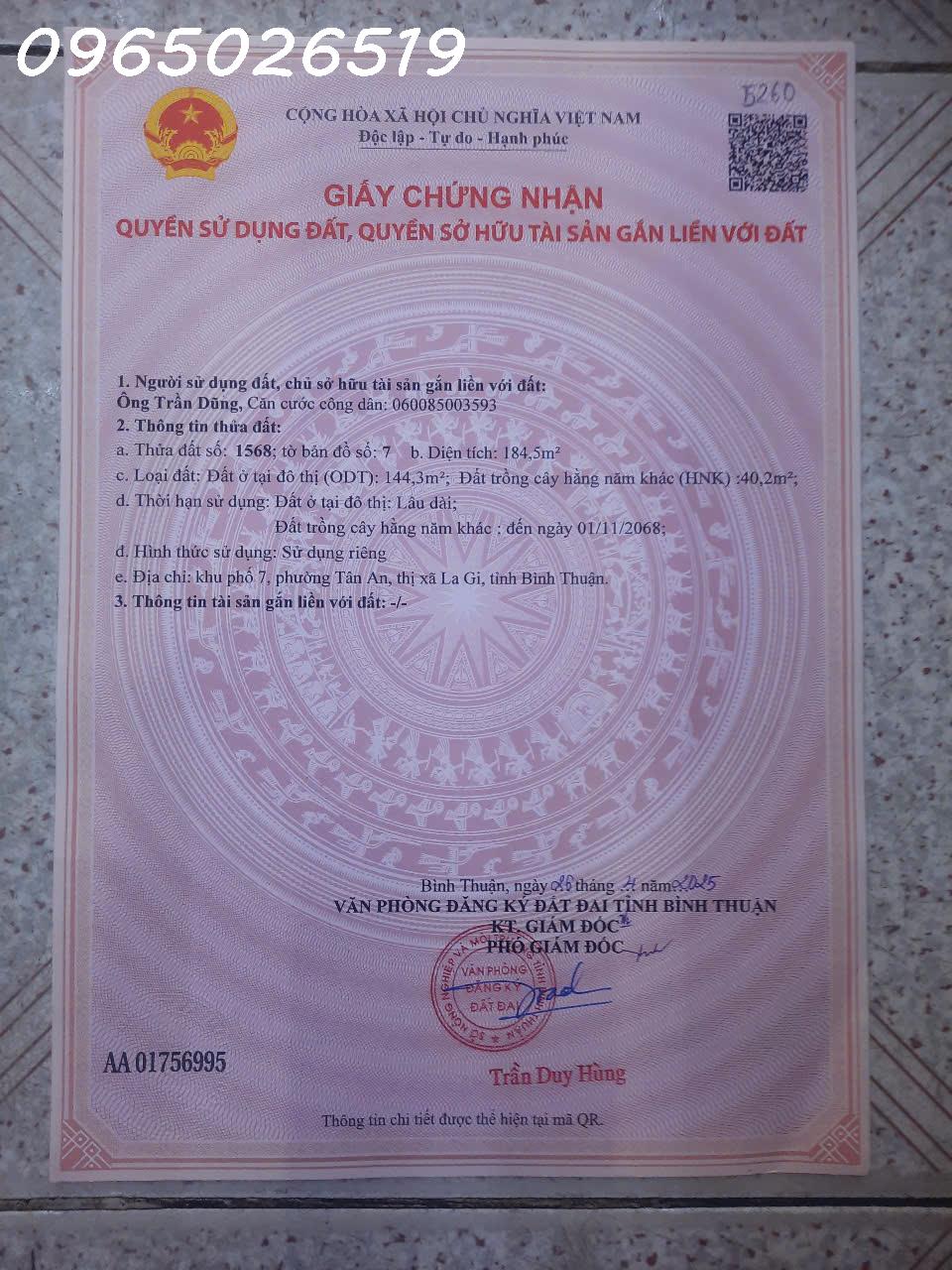 Cần tiền bán nhanh lô đất siêu đẹp tại Tân An, La Gi, Bình Thuận, DT 184m2, giá 1,8 tỷ TL - Ảnh 4